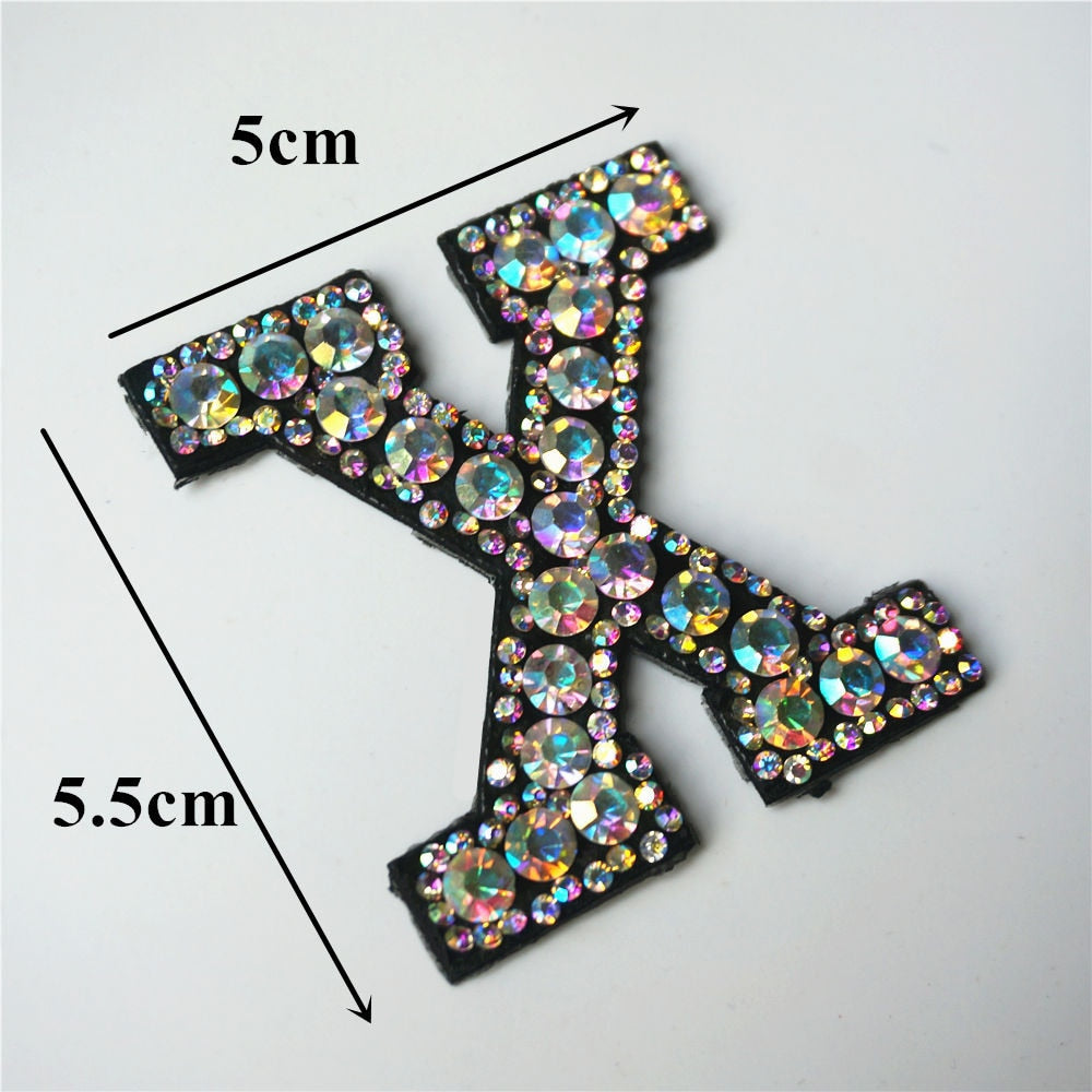 Rainbow Rhinestones Letters Patches