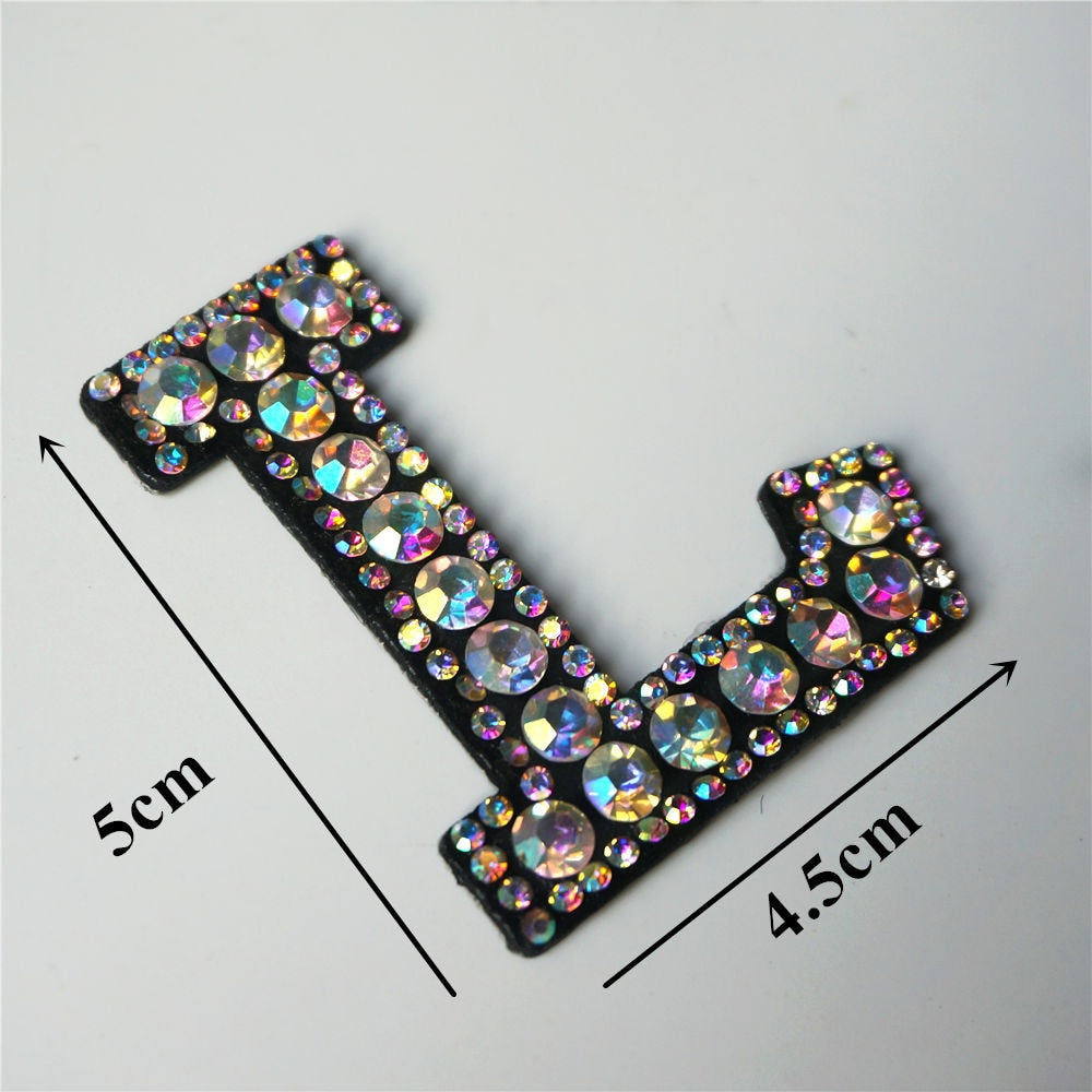 Rainbow Rhinestones Letters Patches