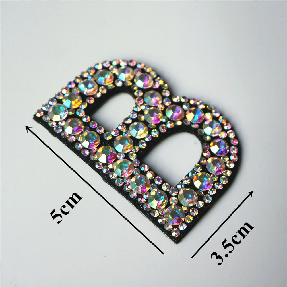 Rainbow Rhinestones Letters Patches