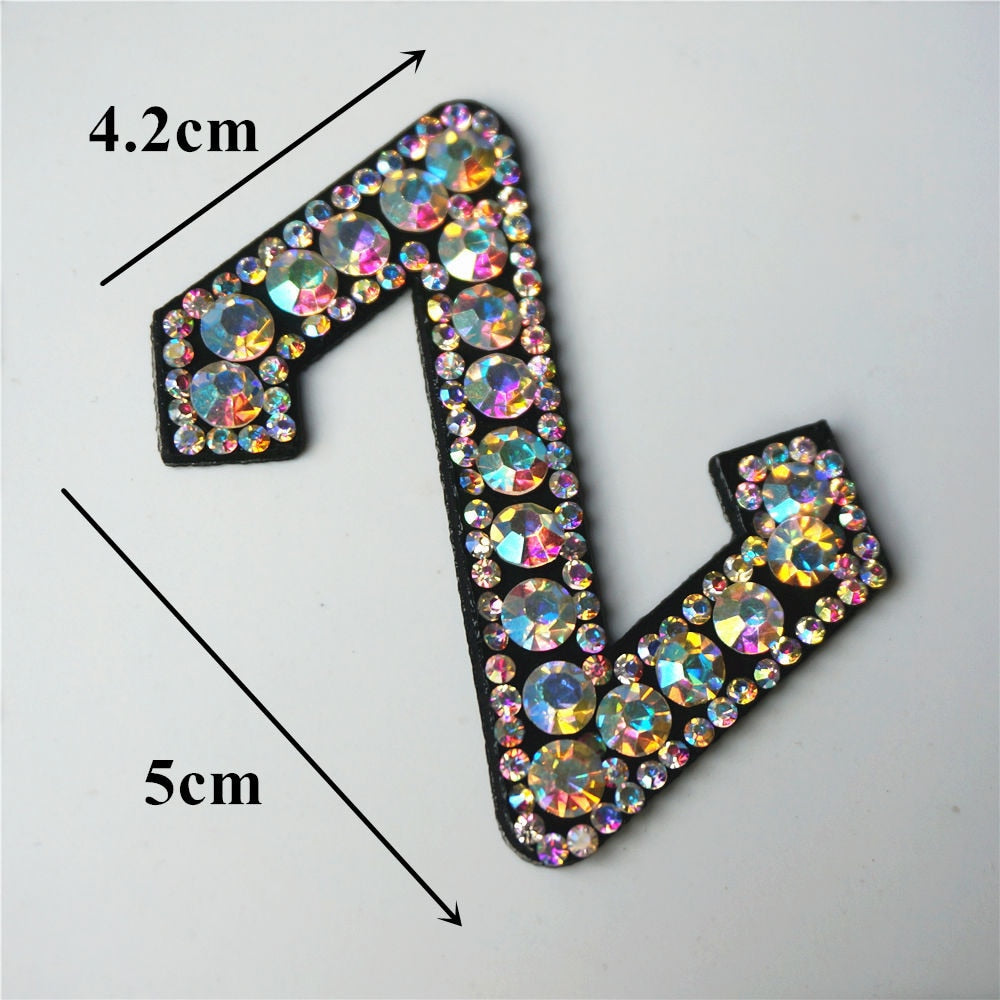 Rainbow Rhinestones Letters Patches