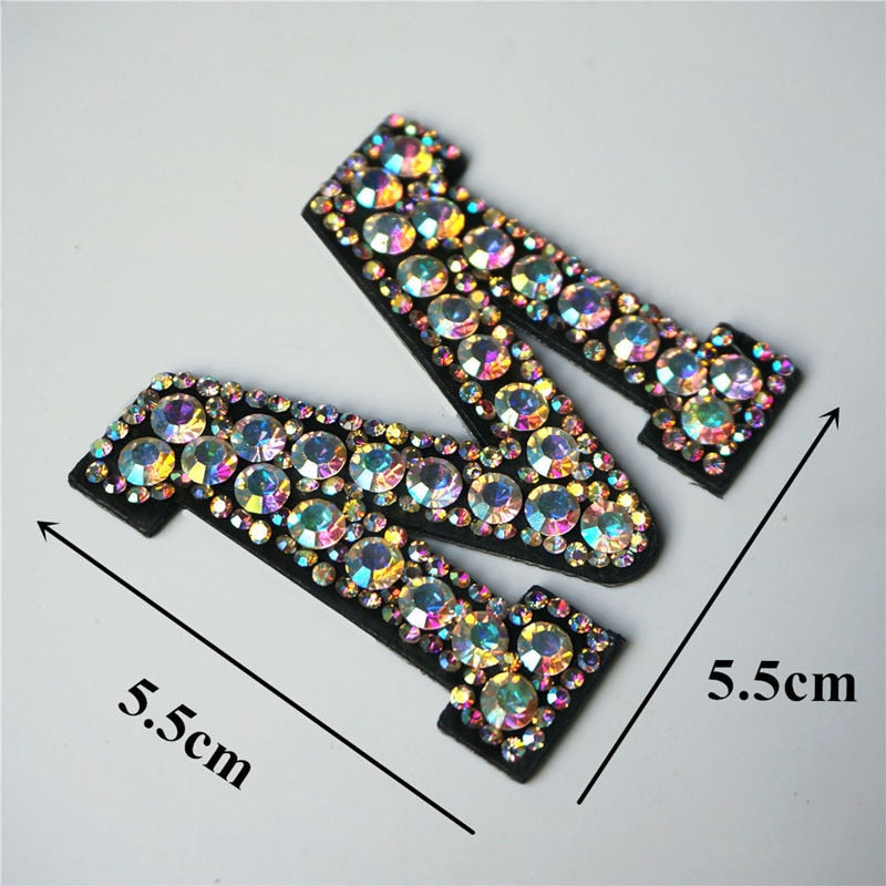 Rainbow Rhinestones Letters Patches