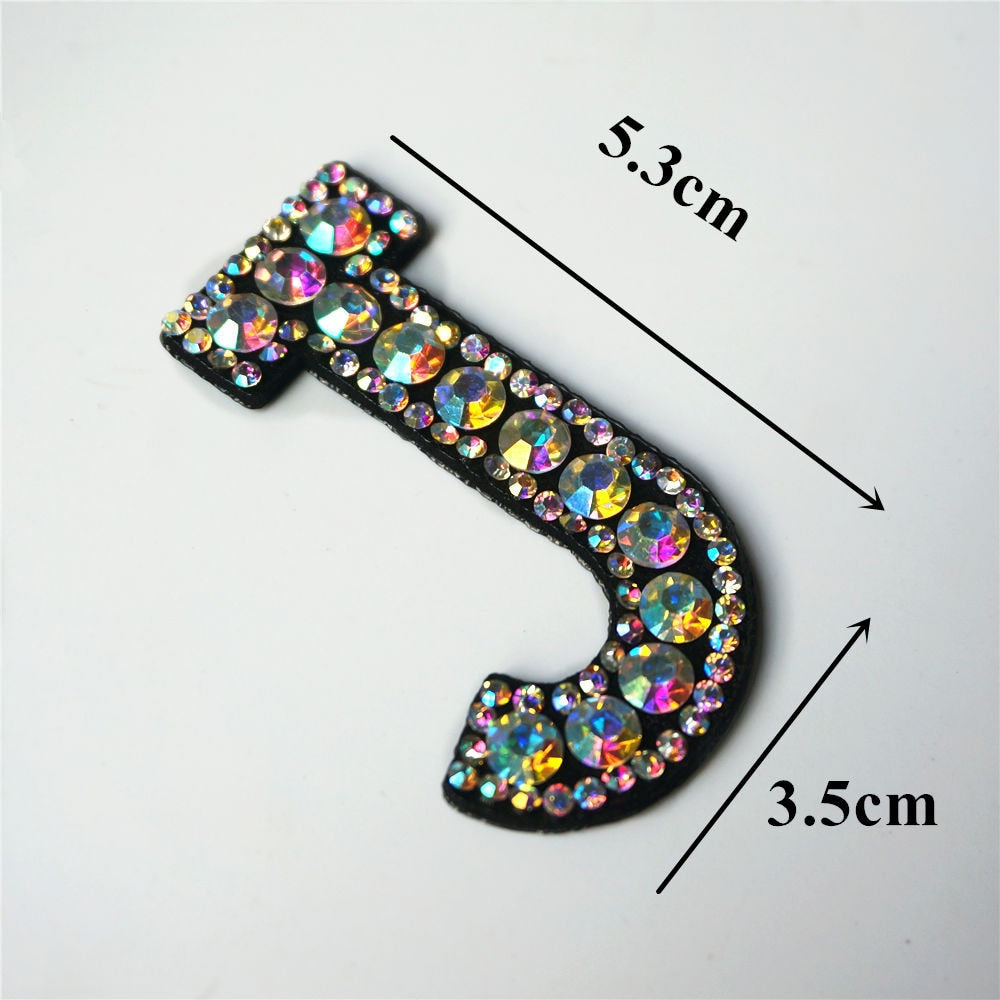 Rainbow Rhinestones Letters Patches