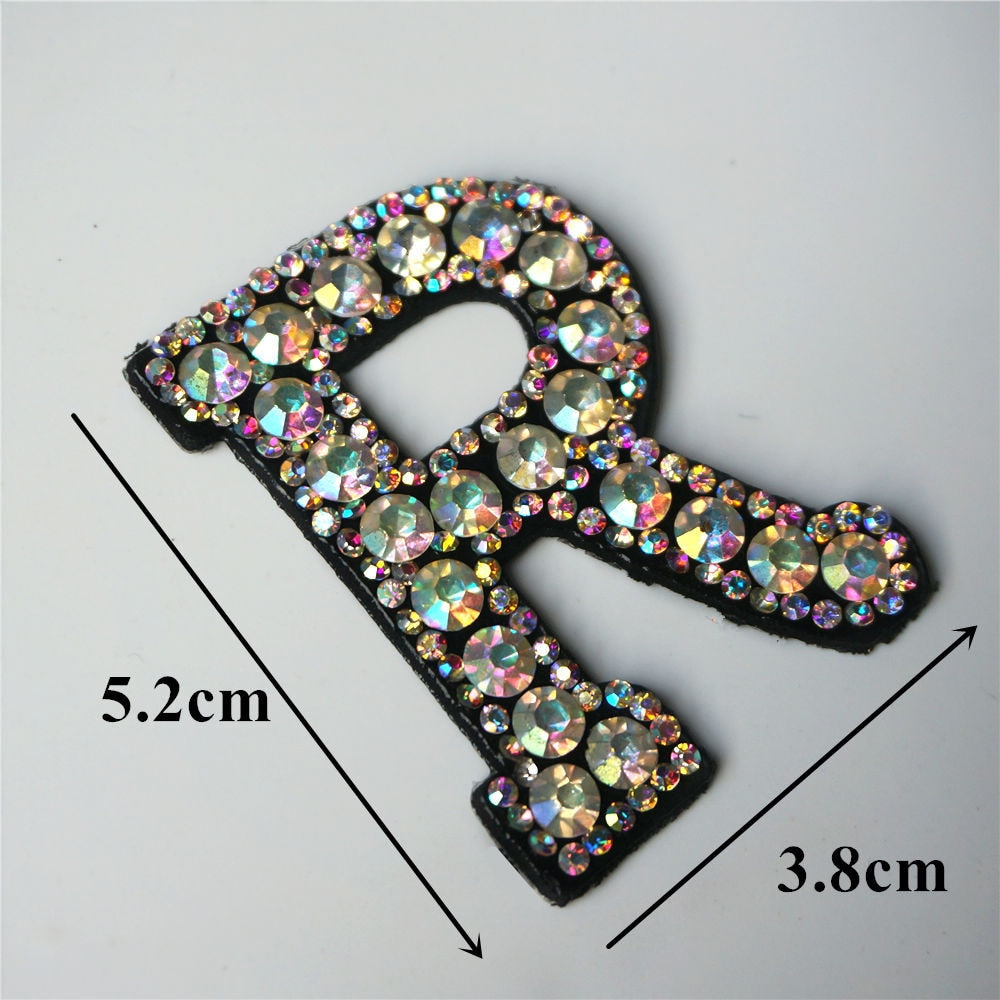 Rainbow Rhinestones Letters Patches