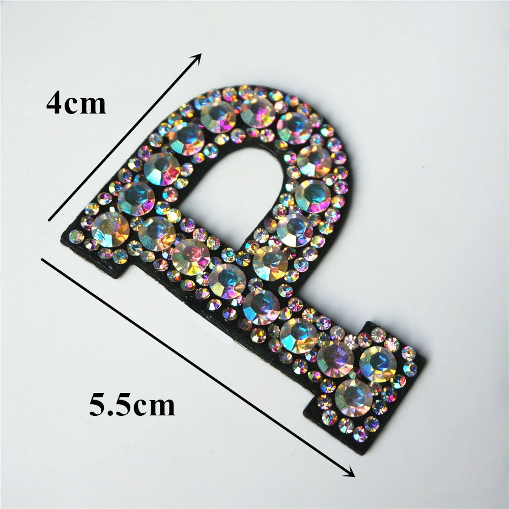 Rainbow Rhinestones Letters Patches