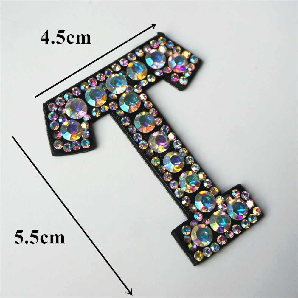 Rainbow Rhinestones Letters Patches