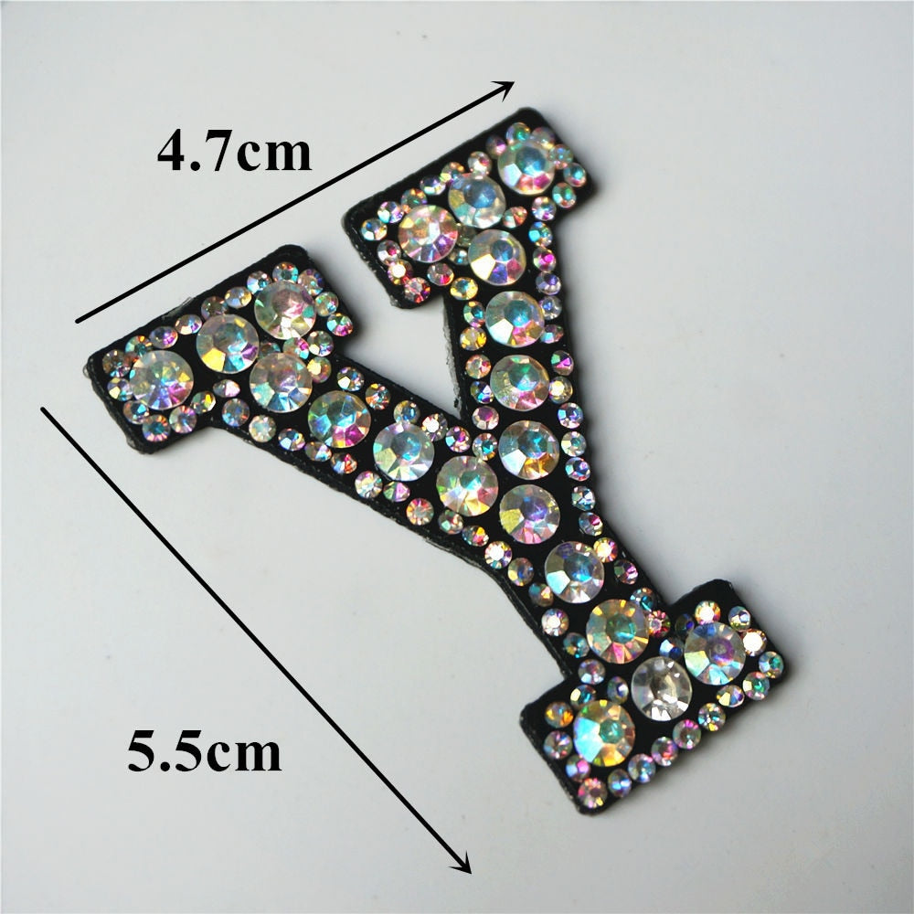 Rainbow Rhinestones Letters Patches