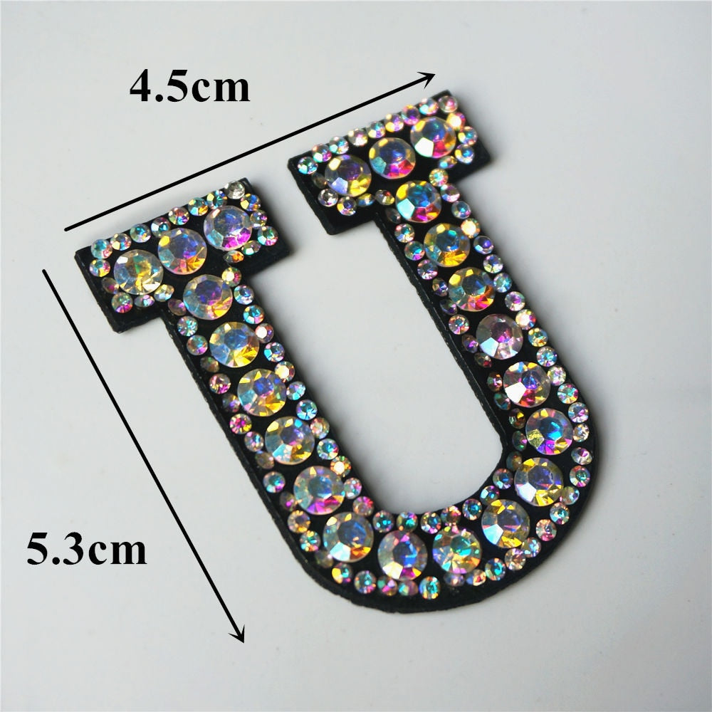 Rainbow Rhinestones Letters Patches