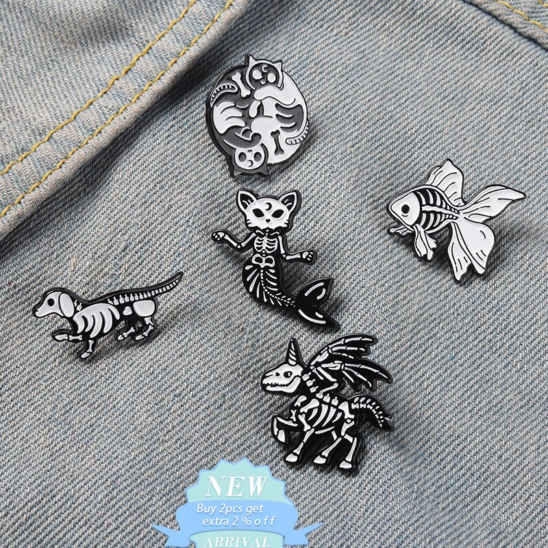 Skeleton Animals Pins