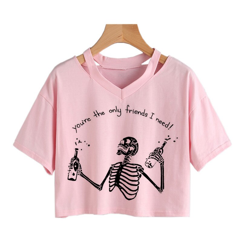 Skeleton Happy Quote Crop Top