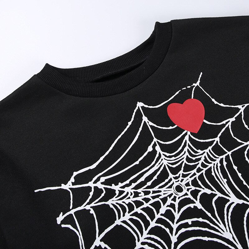 Spider Heart Crop Top Sweater