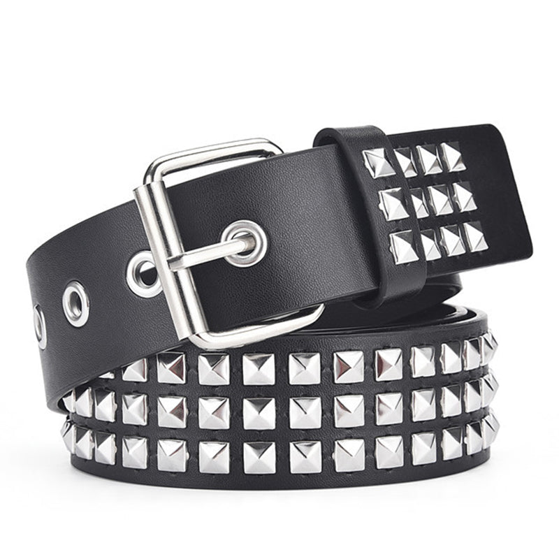 Three Row Pyramid Studded Belt