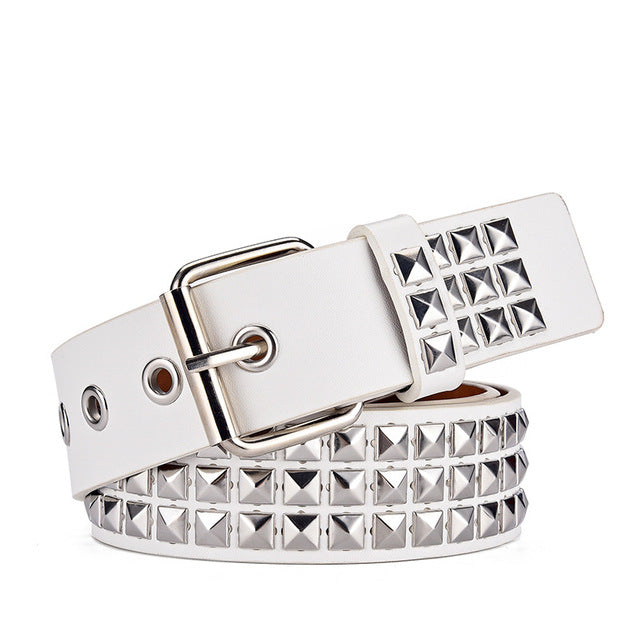 Three Row Pyramid Studded Belt